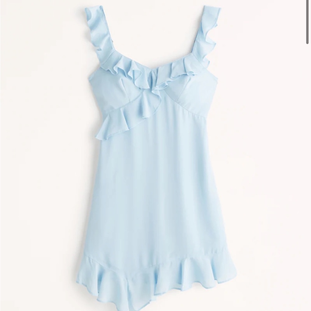 A&F Light Blue Asymmetrical Ruffle Dress